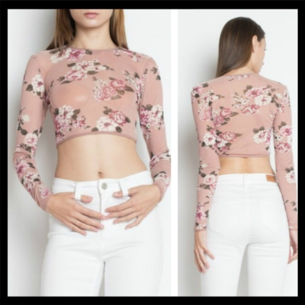 Floral Mesh Crop Top